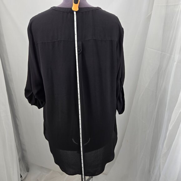 810-5 Torrid Black Chiffon Harper ¾ sleeve hi-low Tunic Blouse Size 1 14/16 - Picture 8 of 12